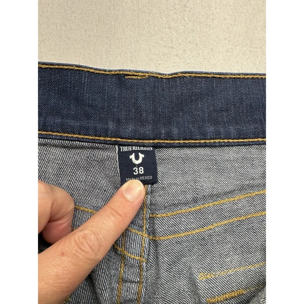 True Religion Ricky Relaxed Straight Jeans Mens 38*34 dark wash flap pockets